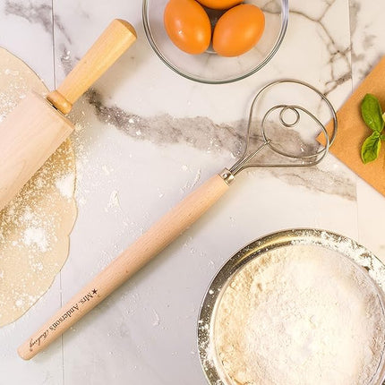 Mrs. Anderson's Baking Dough Whisk 18/8 Stainless Steel Blade, 15-Inches, wood