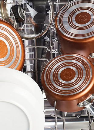 Farberware Cookstart DiamondMax Nonstick Cookware/Pots and Pans Set, Dishwasher Safe, Includes Baking Pan and Cooking Tools, 15 Piece - Copper