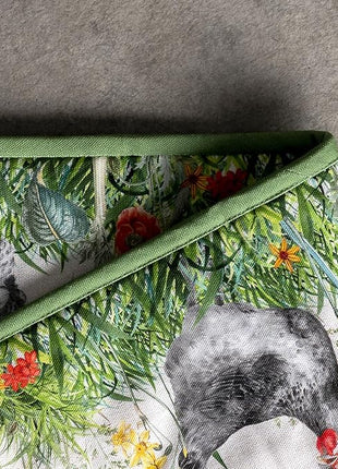 Maison d' Hermine Double Oven Mitts 100% Cotton 7"x35" Double Oven Mitt Heat Resistant BBQ Cooking Gloves with Loop, Baking, Grilling, Home, Kitchen, Handling Hot Pans Spring Summer (Basse Cour)