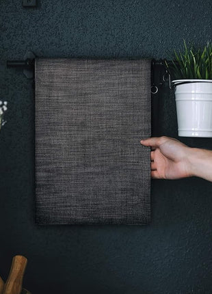 Urban Villa Kitchen Towels Premium Quality 100% Cotton Solid Kitchen Towels Set of 6 Ultra Soft Size 20X30 Inches Chambray Black/White Color Kitchen Towel Highly Absorbent Kitchen Towels