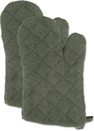 DII Basic Terry Collection 100% Cotton Quilted, Oven Mitt, Artichoke, 2 Piece