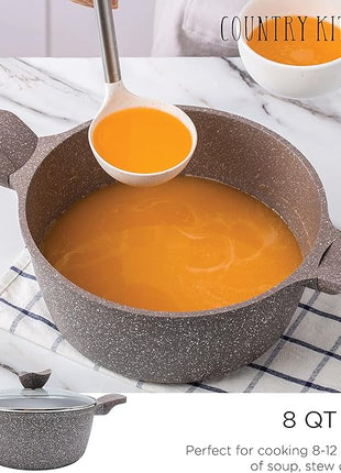 Country Kitchen Non-Stick Cast Aluminum Cookware Set - Durable Kitchen Cookware for Everyday Cooking, Chocolate Brown, 6 Pc.