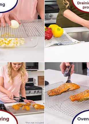 KITCHENATICS Heavy Duty Small Oven Cooling Racks for Cooking, Baking, Roasting and Grilling, Oven Safe Stainless Steel Wire Racks, Cookie Cooling Racks fit Quarter Sheet Pan, 8.5" x 12" IN, Set of 2