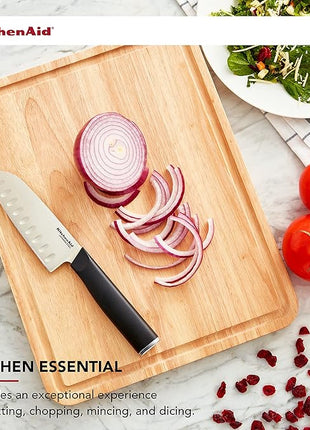 KitchenAid Classic Rubberwood Cutting Board with Perimeter Trench, Reversible Chopping Board, 11-inch x 14-Inch, Natural