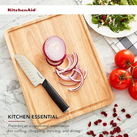KitchenAid Classic Rubberwood Cutting Board with Perimeter Trench, Reversible Chopping Board, 11-inch x 14-Inch, Natural