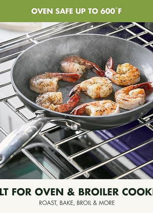 GreenPan Valencia Pro Hard Anodized Healthy Ceramic Nonstick 10" and 12" Frying Pan Skillet Set, PFAS-Free, Induction, Dishwasher Safe, Oven Safe, Gray