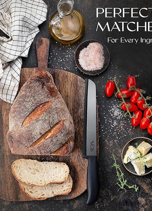 Vos Ceramic Knife Set With Block - 13-Piece Ceramic Knives Set For Kitchen, Includes Chef, Santoku, Bread Knives, Steak Knives, Peeler & Elegant Wooden Block - Ultra-Sharp, Dishwasher safe,Lightweight