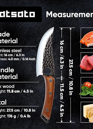Matsato Chef Knife - Perfect Kitchen Knive for Cooking, Chopping. Japanese Steel Knife for Home, BBQ. For Balance & Control, 6.3 Inch