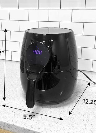 Elite Gourmet EAF5317D Digital 5.3Qt Hot Air Fryer 7 Menu Functions 1350W Oil-Less Healthy Cooker, Timer & Temperature Controls, PFOA/PTFE Free, Black