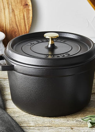 Staub Cast Iron Dutch Oven 5-qt Tall Cocotte, Made in France, Serves 5-6, Matte Black