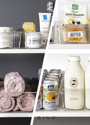BINO | Plastic Storage Bins, Small | THE CURVE COLLECTION | Multi-Use Organizer Bins | Storage Containers Kitchen, Pantry and Home Organization | Fridge Organizers | Pantry Organization and Storage