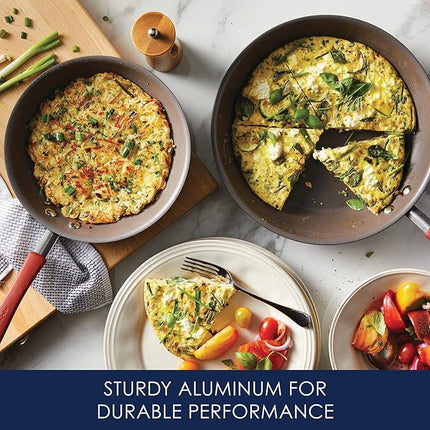 Rachael Ray 87633 Cucina Hard Anodized Nonstick Frying Pan Set / Fry Pan Set / Hard Anodized Skillet Set - 9.25 Inch and 11.5 Inch, Gray