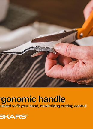 Fiskars 8" Original Orange-Handled Stainless Steel Scissors, Ergonomic and Keeps Material Flat, Sharp All-Purpose Paper and Fabric Scissors for Office, Arts, and Crafts