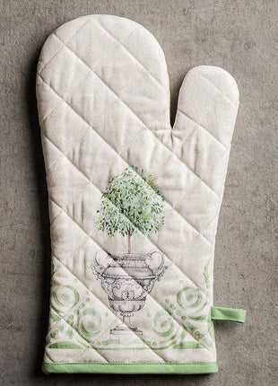 Maison d' Hermine Oven Gloves 100% Cotton Oven Mitt 7" x 13" with Loop Heat Resistant, BBQ, Cooking Gloves, Baking, Grilling, Kitchen, Handling Hot Pans Spring/Summer (Pack of 1, Jardin Du Roy)