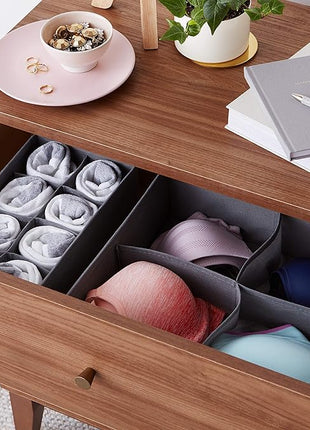 Amazon Basics Dresser Drawer Storage Organizer for Undergarments, Set of 4 - Gray