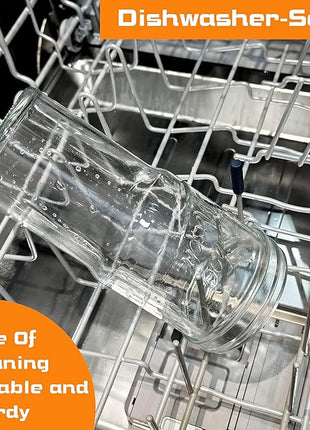 ANOTION Glass Cups with Lids and Straws 4 Packs, 24oz Travel Coffee Mug Bamboo Mason Jar Valentines Party Drinking Jars Glasses Cute Clear Glass Tumbler for Iced Coffee, Smoothie, Tea, Water