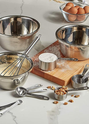 husMait Stainless Steel Measuring Spoons - 5 Piece Heavy Duty Measuring Spoon Set for Dry Food, Spices or Liquids