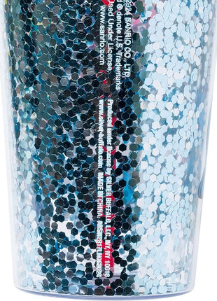 Silver Buffalo Sanrio Hello Kitty and Friends Featuring Cinnamoroll, Badtz-Maru, My Melody, Pompompurin, Tuxedo Sam, and Chococat Rainbow Plastic Confetti Cold Cup with Lid and Straw, 32 Ounces