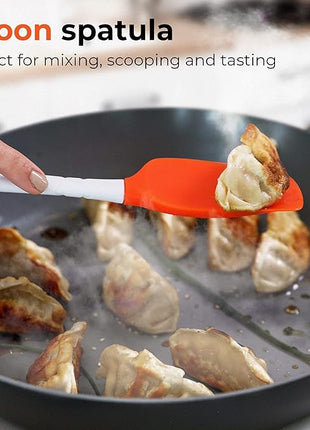 M KITCHEN WORLD Heat Resistant Silicone Spatulas Set | Rubber Spatula Kitchen Utensils Non-Stick for Cooking, Baking and Mixing | Ergonomic, Dishwasher Safe Bakeware Set of 4, Orange