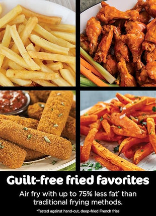 Ninja Foodi 6-in-1 FlexBasket Air Fryer with 7-QT MegaZone & Basket Divider for Large Proteins & Full Meals, Smart Finish Cook 2 Foods 2 Ways, Family Sized Capacity, Air Fry, Roast & More, Black DZ071