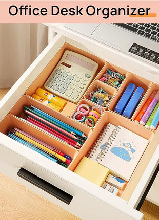 Vtopmart 25 PCS Plastic Drawer Organizers Set, 4-Size Versatile Bathroom and Vanity Drawer Organizer Trays, Storage Bins for Makeup, Bedroom, Kitchen Gadgets Utensils and Office