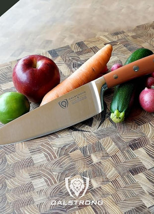 Dalstrong Chef Knife - 8 inch - Gladiator Series - Forged High Carbon German Steel - Orange ABS Handle - Full Tang Kitchen Knife - Cooking Knife - w/Sheath - Razor Sharp Chef's Knife - NSF Certified