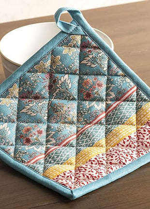 Maison d' Hermine Pot Holders 100% Cotton Heat Resistant Potholders 8" x 8" Hot Pads with Loop BBQ, Cooking, Baking, Grilling, Kitchen, Handling Hot Pans Spring/Summer (Pack of 1, Marquise)