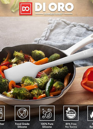 DI ORO Silicone Spatula - 600°F Heat-Resistant Rubber Kitchen Spatula for Baking, Scraping, & Mixing - BPA Free Nonstick Cookware Safe Flexible Utensil for Cooking - Seamless & Dishwasher Safe (Stone)