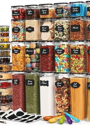 Chef's Path Ultra Large - 48 Pack Food Storage Containers | Kitchen and Pantry Organization Canisters for Cereal, Dry Food, Flour and Sugar, BPA Free, Includes 24 Labels