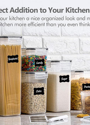 CHEFSTORY Airtight Food Storage Containers Set, 14 PCS Kitchen Storage Containers with Lids for Flour, Sugar and Cereal, Plastic Dry Food Canisters for Pantry Organization and Storage