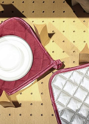 Pot Holders Cotton Made Machine Washable Heat Resistant Potholder, Pot Holder, Hot Pads, Trivet for Cooking and Baking (5, Ruby)