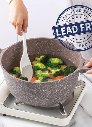 Country Kitchen Non-Stick Cast Aluminum Cookware Set - Durable Kitchen Cookware for Everyday Cooking, Chocolate Brown, 6 Pc.