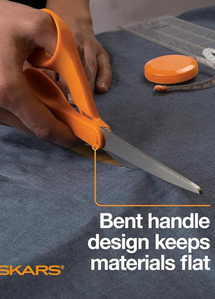 Fiskars 8" Original Orange-Handled Stainless Steel Scissors, Ergonomic and Keeps Material Flat, Sharp All-Purpose Paper and Fabric Scissors for Office, Arts, and Crafts