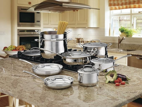 Cuisinart Contour Stainless 13-Piece Cookware Set,Silver
