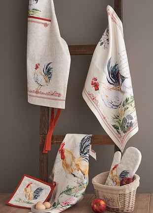 Maison d'Hermine Oven Gloves 100% Cotton Oven Mitt 7" x 13" with Loop Heat Resistant, BBQ, Cooking Gloves, Baking, Grilling, Kitchen, Handling Hot Pans Spring/Summer (Pack of 1, Campagne)