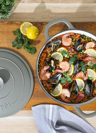 Crock-Pot Artisan 7-Quart Round European Enameled Cast Iron Dutch Oven with Lid – Matte Green, Durable Oven Safe Cookware