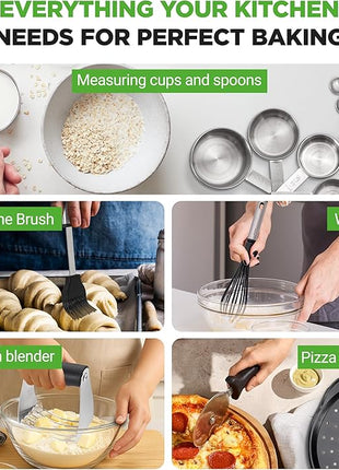 NutriChef 42-Piece Ultimate Nonstick Bakeware Set - Carbon Steel Baking Pans, Everyday Baking Tools, Oven Mitts, & More - Ideal for Baking Delicious Savory & Sweet Treats - Complete Set for Bakers