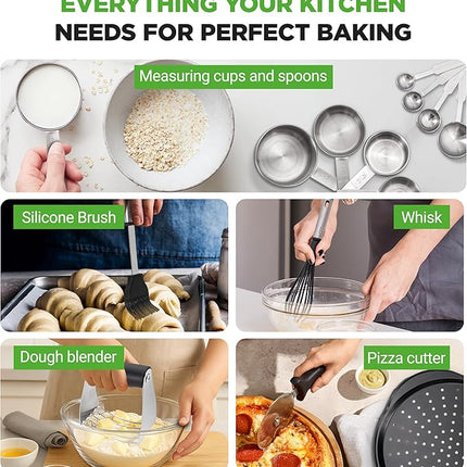 NutriChef 42-Piece Ultimate Nonstick Bakeware Set - Carbon Steel Baking Pans, Everyday Baking Tools, Oven Mitts, & More - Ideal for Baking Delicious Savory & Sweet Treats - Complete Set for Bakers