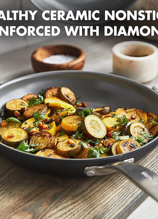 GreenPan Chatham Hard Anodized Healthy Ceramic Nonstick, 11" Frying Pan Skillet, PFAS-Free, Dishwasher Safe, Oven Safe, Gray