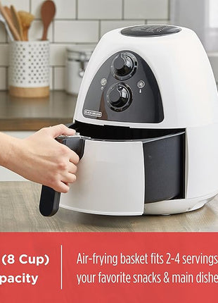 BLACK+DECKER Purify 2-Liter Air Fryer, White/Black, HF100WD