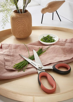 Brabantia Tasty+ Kitchen Scissors (Terracotta/Black) Ergonomic, Soft-Handle, Rust-Free Kitchen Blades for Kitchen or Crafts