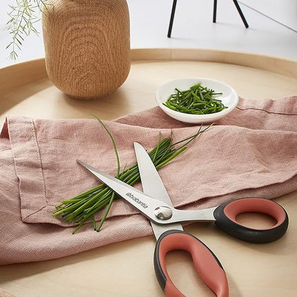 Brabantia Tasty+ Kitchen Scissors (Terracotta/Black) Ergonomic, Soft-Handle, Rust-Free Kitchen Blades for Kitchen or Crafts