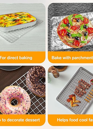 2PCS Cooling Racks for Cooking and Baking - 10" x 15"Heavy Duty Stainless Steel Wire Rack for Baking, Grilling, Roasting - Oven & Dishwasher Safe - Fits Jelly Roll Sheet Pan-Silver