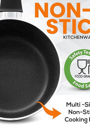 SereneLife Kitchenware Pots & Pans Basic Kitchen Cookware, Black Non-Stick Coating Inside, Heat Resistant Lacquer (15-Piece Set), One Size, Gold