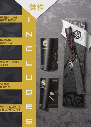 KESSAKU Paring Knife - 3.5 inch - Samurai Series - Razor Sharp Kitchen Knife - Forged 7Cr17MoV High Carbon Stainless Steel - Wood Handle with Blade Guard