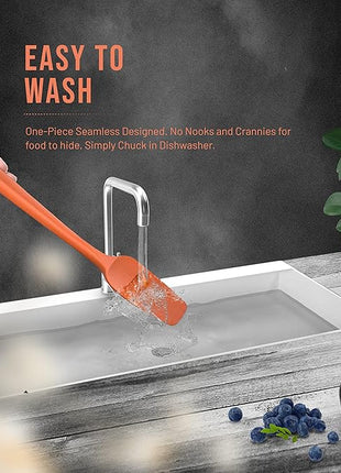 Silicone Spatula Set - 4-Piece Rubber Spatulas Silicone Heat Resistant 600°F for Everyday Task - Seamless Design Kitchen Spatulas for Nonstick Cookware - Orange