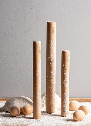 GOBAM Wood Rolling Pin, Extra Large - Dough Roller for Pasta, Cookies, Pie, Pizza, Chapati, Fondant, Rolling Pins for Baking, Bread Making Tools and Supplies - 15.8 x 1.6 Inches