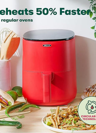 BELLA 3 Qt Touchscreen Air Fryer Oven and 5-in-1 Multicooker with Removable Nonstick Dishwasher Safe Crisping Tray and Basket, 1400 Watt Heating System, Matte Red