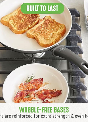 GreenLife Non Stick Fry Pan Set (7" & 10"), Non-Toxic PFAS-Free Ceramic Skillets, Dishwasher & Oven Safe, Egg Omelet Frying Pans, Stay- Cool Handles, Kitchen Home Cooking Essentials, Gray