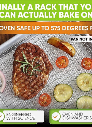 Spring Chef 10 x 15 Inch Stainless Steel Cooling Rack for Cooking & Baking - Heavy Duty Cookie Cooling Rack for Kitchen - Oven Safe - Fits Jelly Roll Pan - Dishwasher Safe